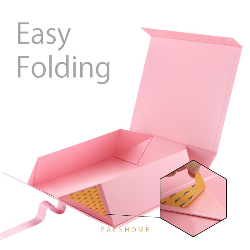 PACKHOME Valentines Day 17x14.5x5.5 Inches, Extra Large Gift Box with Lid, Magnetic Closure Boxes with Ribbon for Clothes and Large Gifts (Glossy Pink) - Image 5