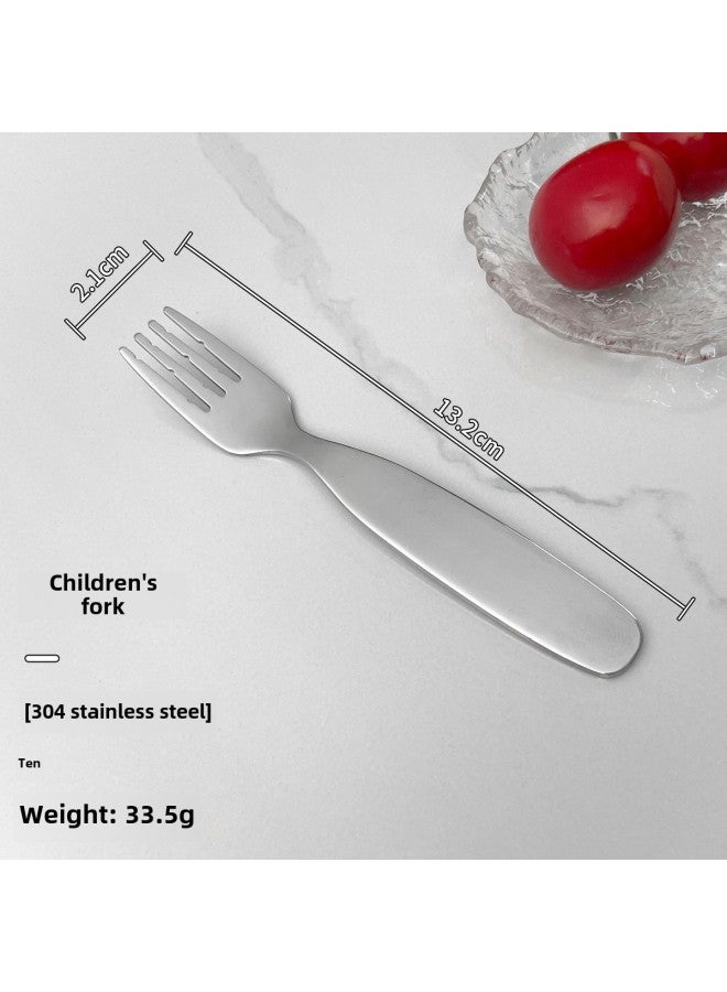 304 Stainless Steel Spoon Household Children's Special Feeding Spoon Fork High Color Value Baby Food Supplementary Round Spoon-Specifications:Children's Fork [304 Stainless Steel]]  - Image 1