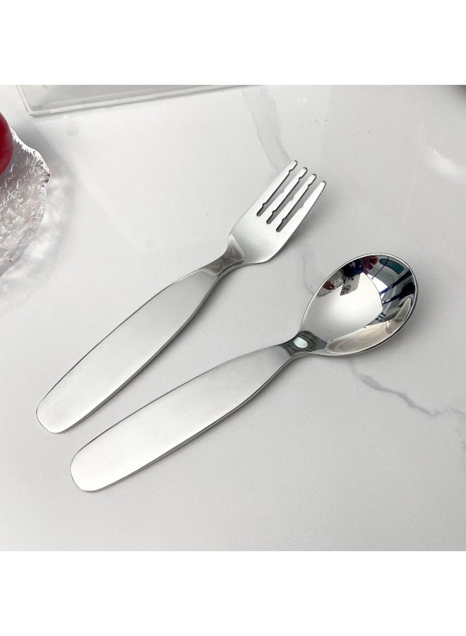 304 Stainless Steel Spoon Household Children's Special Feeding Spoon Fork High Color Value Baby Food Supplementary Round Spoon-Specifications:Children's Fork [304 Stainless Steel]]  - Image 4