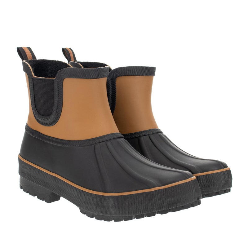 Chooka Ladies Chelsea Duck Rain Boot â€“ Waterproof Rubber Boot, Lined Interior, Elastic Side Gore, Memory Foam Insole, Brown, 9 - Image 3