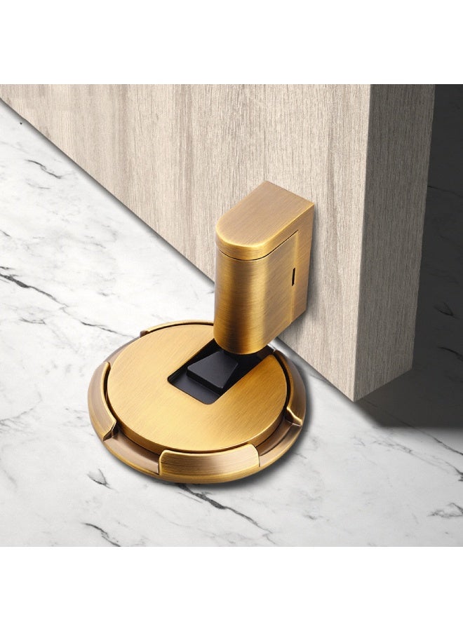 Magnet Door Stopper AntiCollision Doorstop Holder Alloy Strong Magnetic Mute Door Stopper for Bathroom Floor Suction Door Golden - Image 1