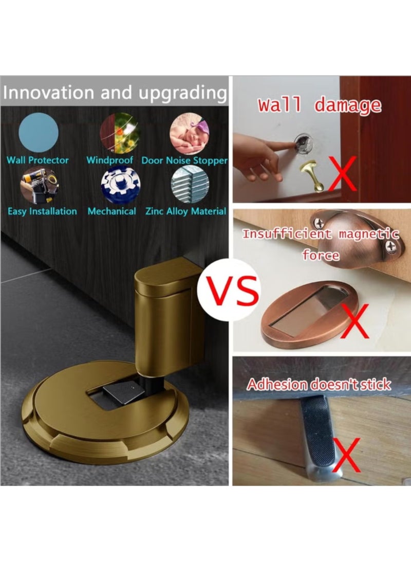 Magnet Door Stopper AntiCollision Doorstop Holder Alloy Strong Magnetic Mute Door Stopper for Bathroom Floor Suction Door Golden - Image 4