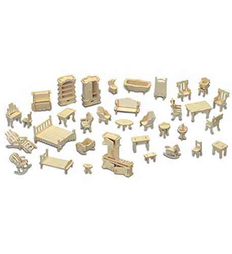Puzzled Wooden Dollhouse Furniture Set 3D Puzzle - Image 1