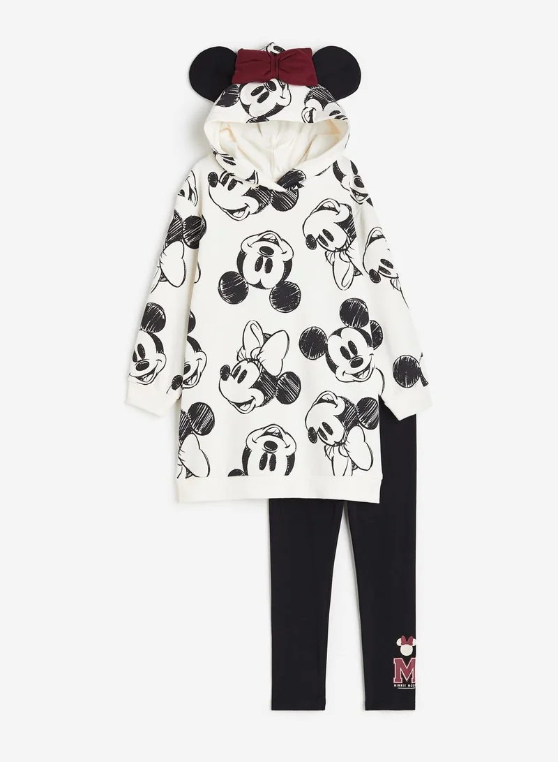 H&M Kids Mickey & Minnie Print Hoodie & Trouser Set