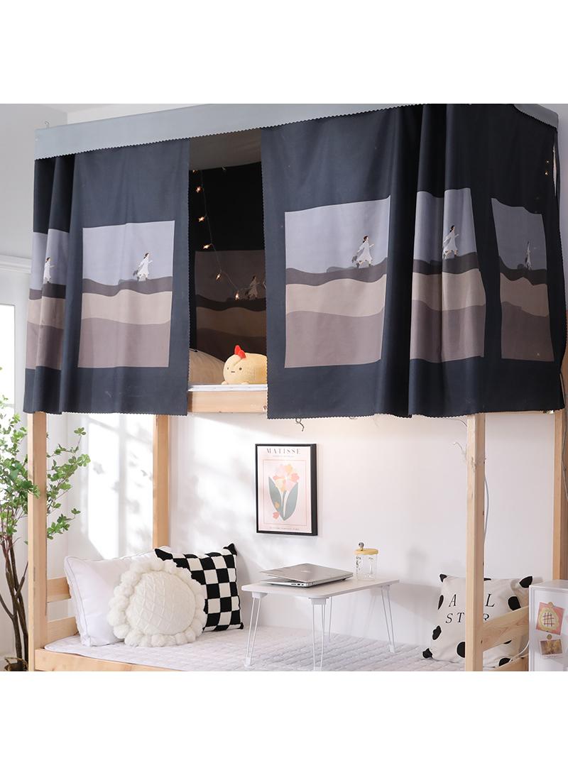 Dormitory bed curtains, student dormitories with physical shading bed curtains 1.35 * 2m 2pcs, with dust-proof top cloth - Image 1