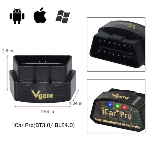 Vgate iCar Pro(BT3.0/ BLE4.0) OBD2 Scanner Bluetooth Code Reader Diagnostic Scan Tool for Android & iOS & Windows Compatible with ELM327 Adapter - Image 2