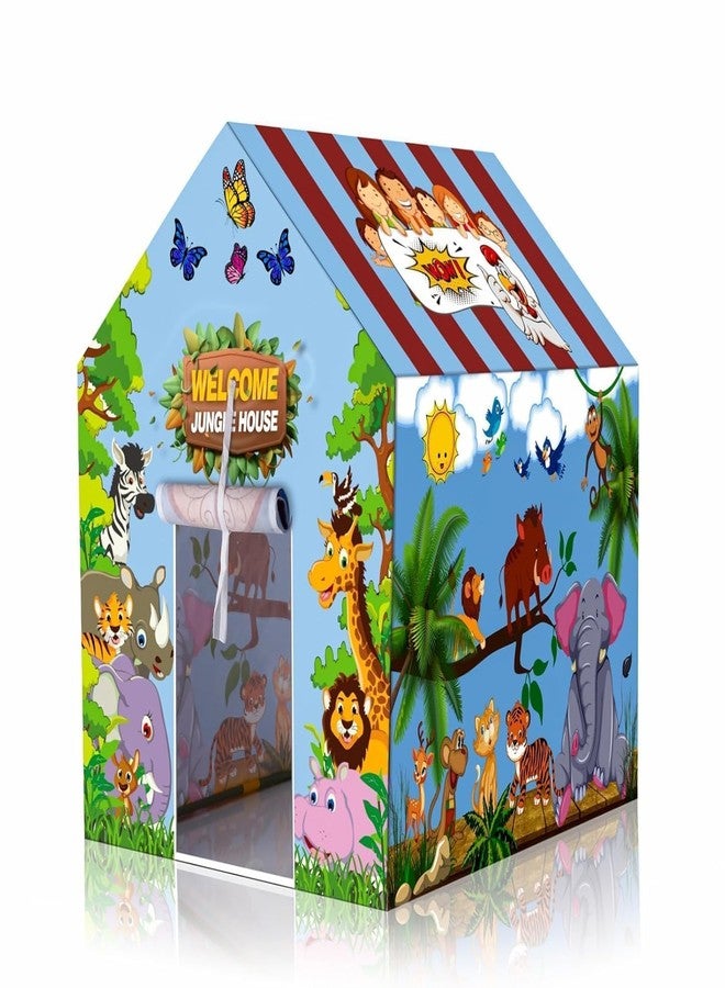 ZIPRON Play Tent House for Kids 2 to 8 Years Boys Girls Foldable Lightweight Indoor Outdoor Children Toy Tent Colorful Kids Playhouse for Home Birthday Gift (Jungle World Play Tent House) - Image 1
