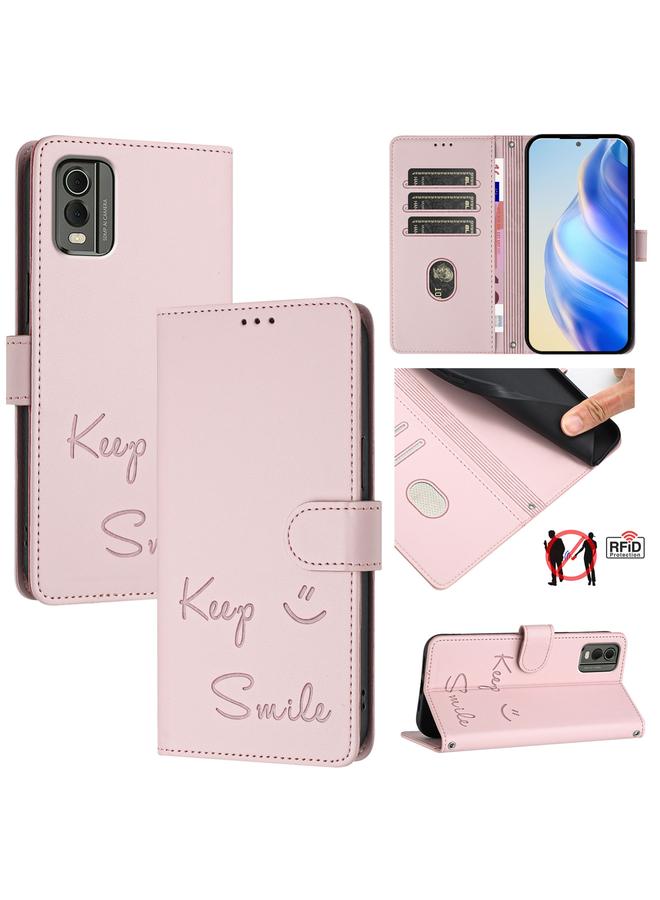 اس-توب جراب هاتف Nokia C32 من الجلد بنقش ابتسامة بتقنية RFID - Image 1