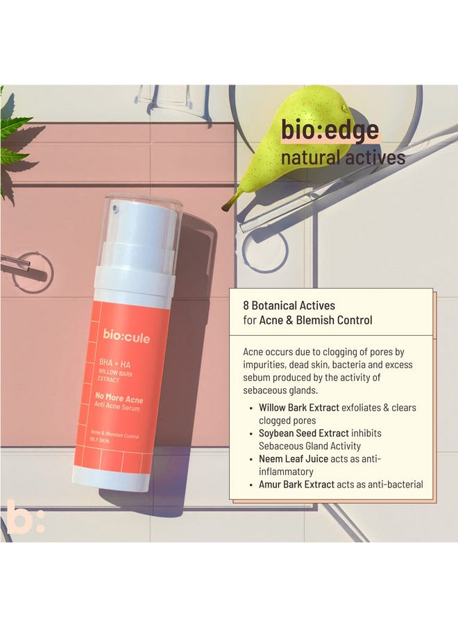 Biocule No More Acne Anti Acne 2% W/W Of Salicylic Acid (Bha) From Willow Bark With Natural Aha Neem & Ha Blemish & Oil Control Face Serum For Acne Prone Skin & Oily Skin 30Ml  - Image 5