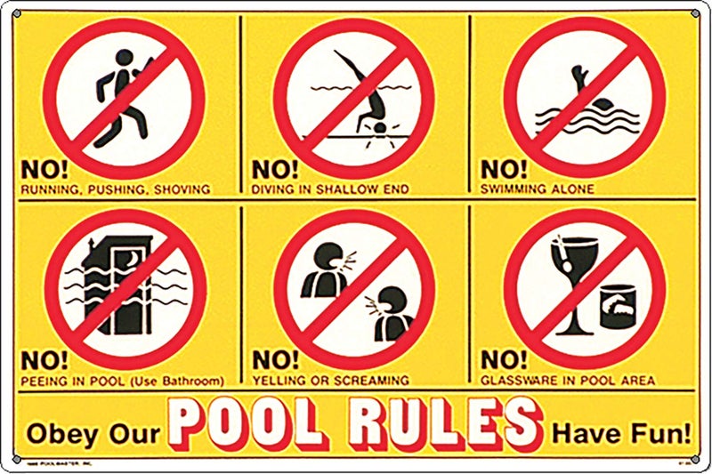 Poolmaster 41357 Sign for Residential or Commercial Swimming, Icon Pool Rules, 24" x 18", Neutral - Image 1