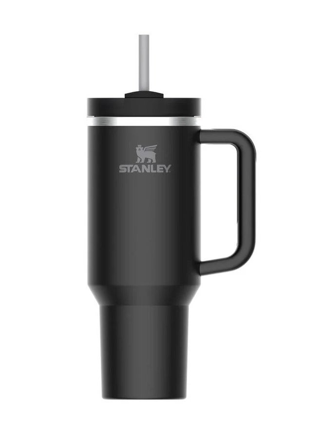 Quencher H2.0 FlowState 40oz Black Stainless Steel Vacuum Insulated Travel Tumbler With Leakproof Lid & Reusable Straw – Double Wall Keeps Drinks Cold 24H & Hot 7H – Durable, Eco-Friendly, Cup Holder Friendly – Perfect for Gym, Commute, Work & Outdoor Use