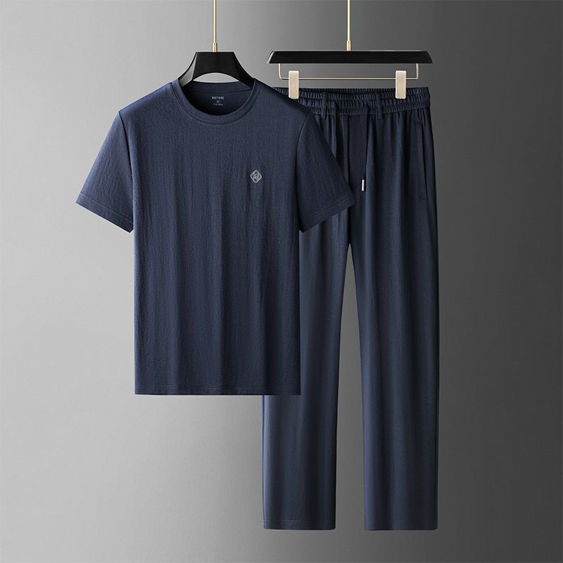 Men's Linen Blend Casual Lounge Set Lightweight Summer Two-Piece Suit - Image 2