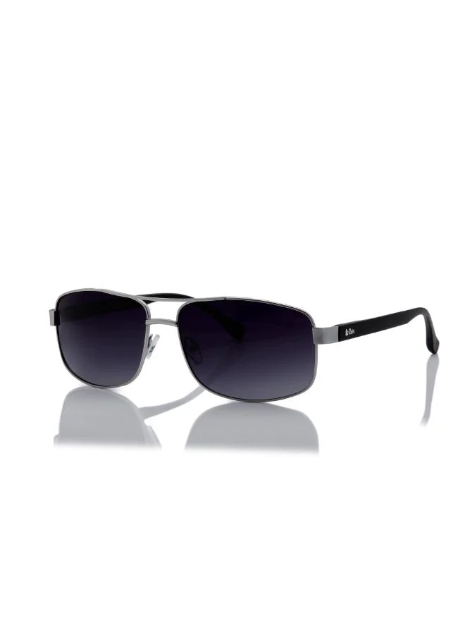 Lee Cooper Polarized Sunglasses Silver Frame Gradient Grey Mirror Lens 64mm  - LC1203C02