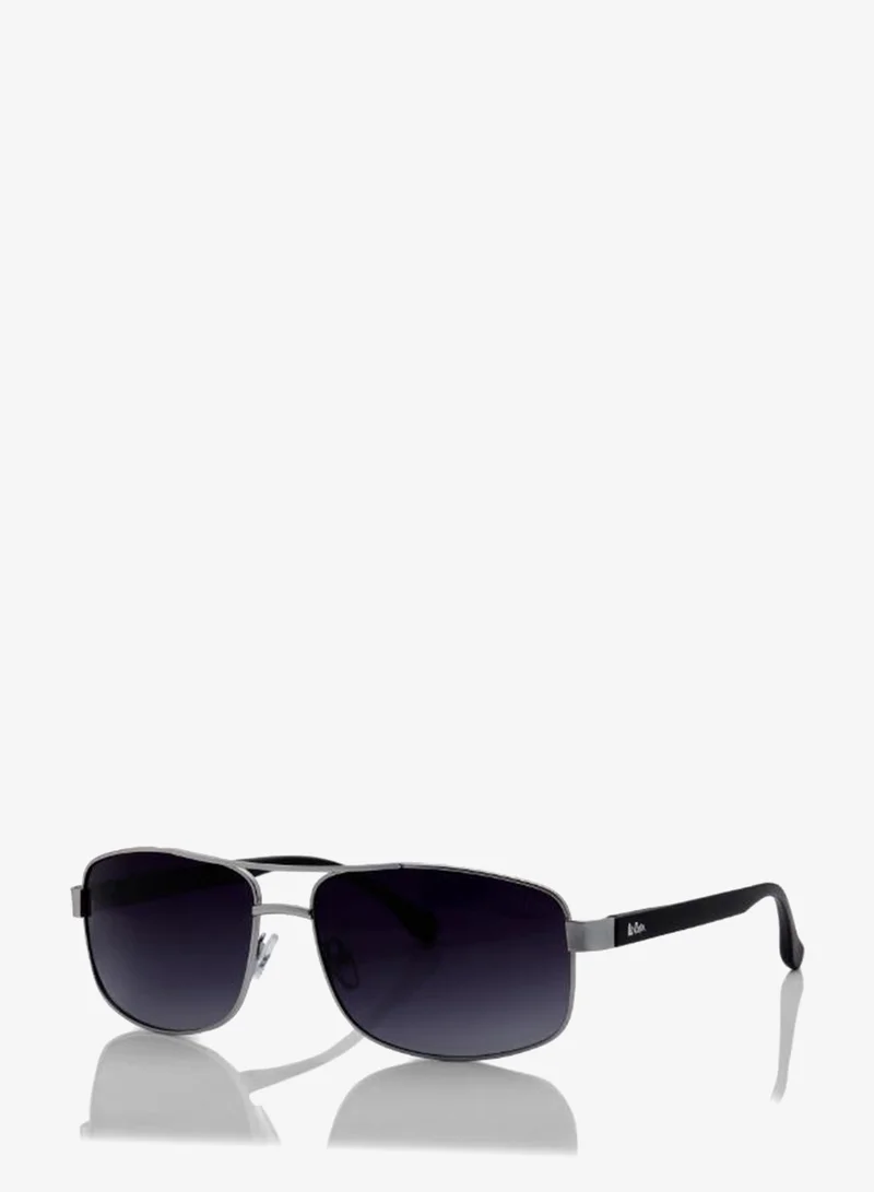 Lee Cooper Polarized Sunglasses Silver Frame Gradient Grey Mirror Lens 64mm  - LC1203C02