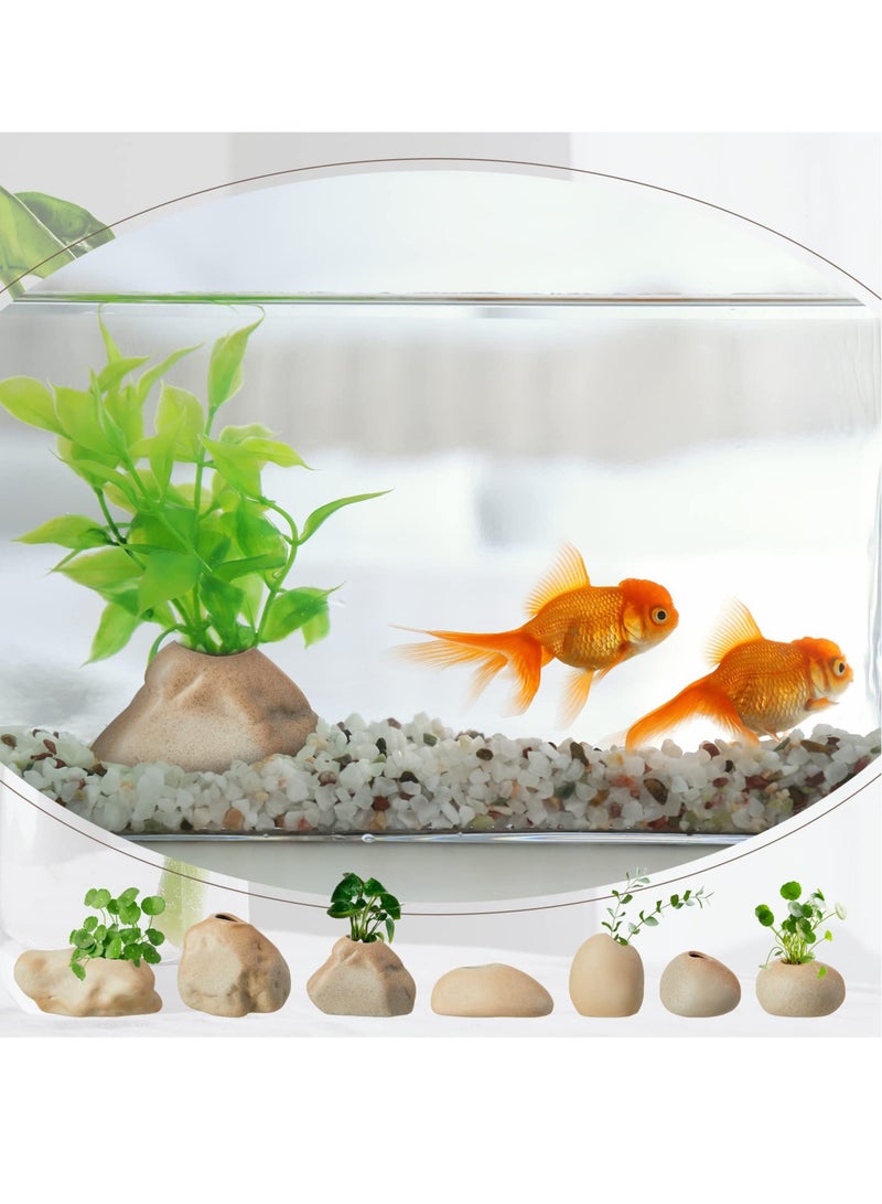 KASTWAVE Ceramic Aquarium Plant Pots, 8 Pcs Aquarium Plant Pots Holder Aquatic Cup Holder Aquarium Planter Fish Tank Decorations for Plants Cultivation  - Image 3