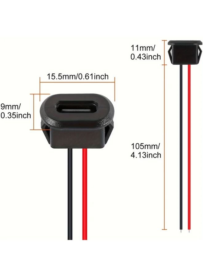 10 قطع من موصل USB C الأنثوي للتركيب على الهيكل، 2 دبوس، نوع كابل التمديد بسلك لحام Type C - Image 2