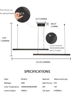SUN SHINE Dimmable LED Linear Pendant Lights  - Image 5