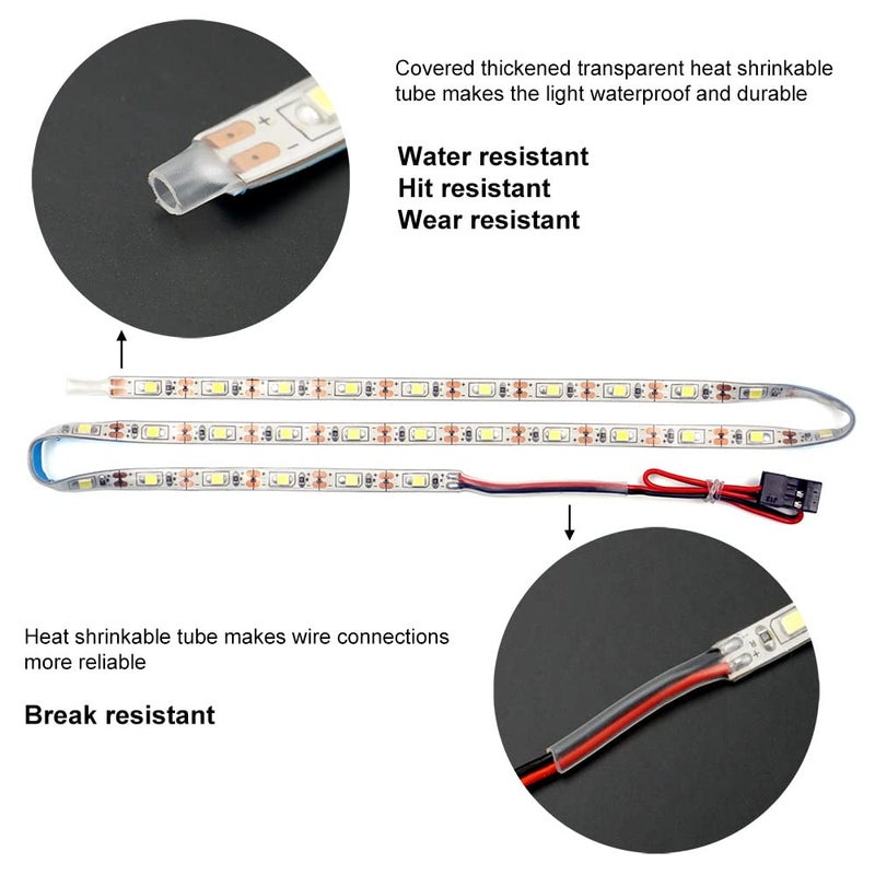 elechawk Waterproof LED Light Strips for RC Cars Trucks Airplanes Boats Drones Fixed Wing AR Wing Model Underglow Light (Ice Blue) - Image 3