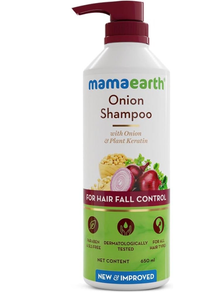 Mamaearth Onion Shampoo for Hair Fall Control & Hair Growth with Onion & Plant Keratin - 650 ml - Image 1