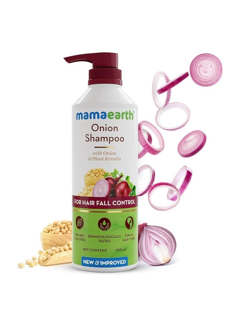 Mamaearth Onion Shampoo for Hair Fall Control & Hair Growth with Onion & Plant Keratin - 650 ml - Image 2