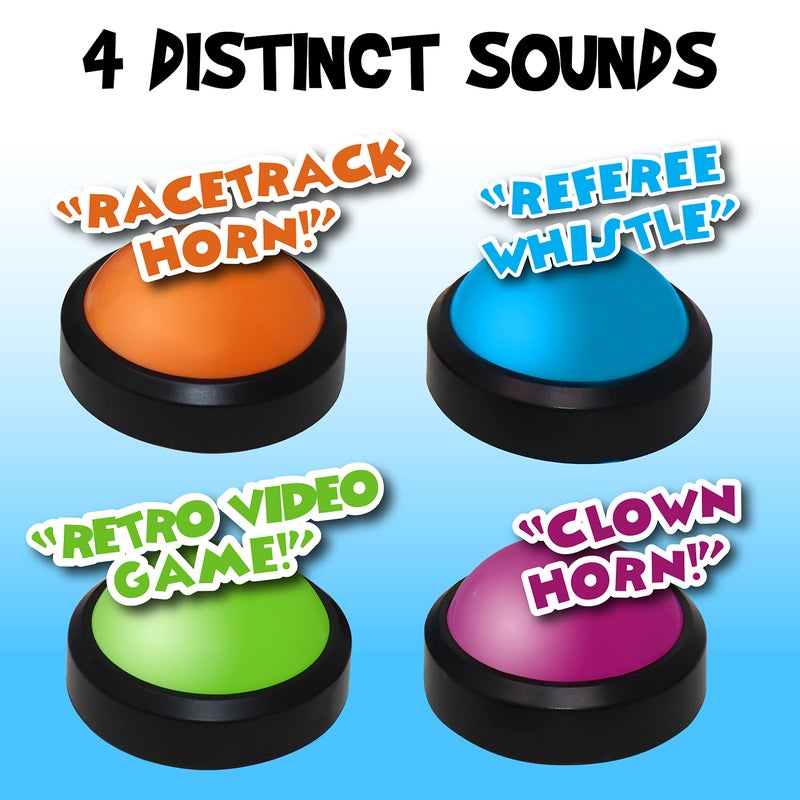 Teacher's Choice 4 Pack Game Buzzers with Unique Loud Sounds for Each Buzzer | Great for Trivia Games, Family Feud, Jeopardy, Competition, Spelling Bees and more - Image 5