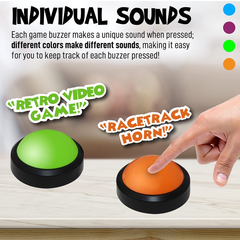 Teacher's Choice 4 Pack Game Buzzers with Unique Loud Sounds for Each Buzzer | Great for Trivia Games, Family Feud, Jeopardy, Competition, Spelling Bees and more - Image 3