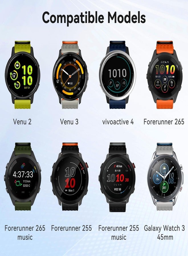 ISABAKE Watch Band for Garmin Forerunner 265/Forerunner 255/Vivoactive 4/Venu 2/Venu 3, 22mm Quick Release Silicone Replacement Strap for Coros Pace 3 - Image 5