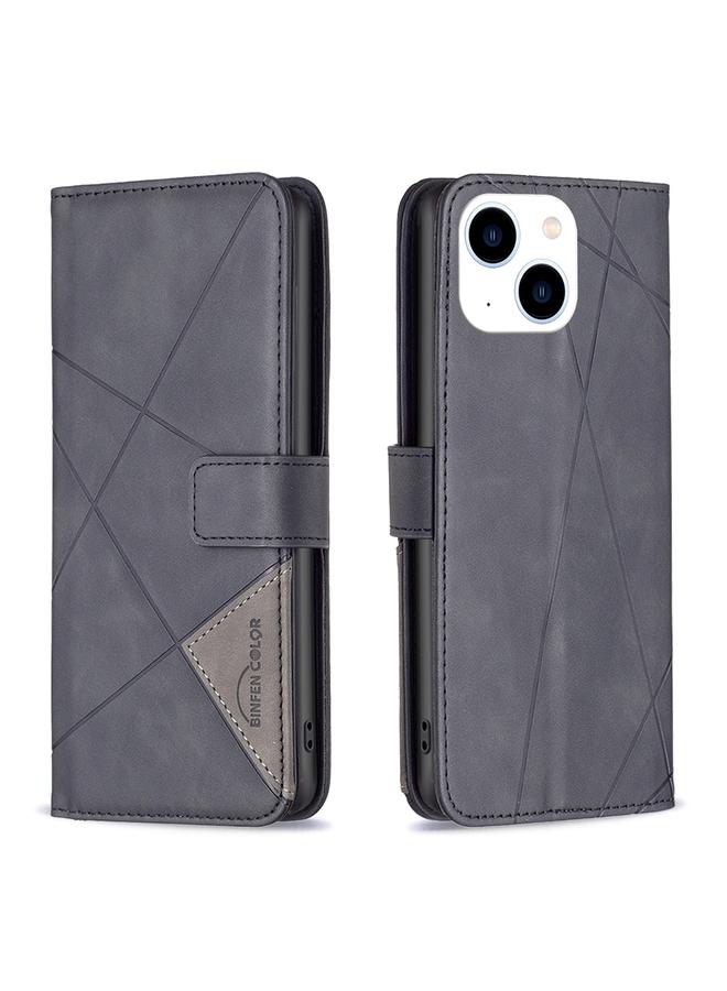 اس-توب جراب هاتف iPhone 15 مصنوع من الجلد بمشبك مغناطيسي وملمس معيني - Image 1