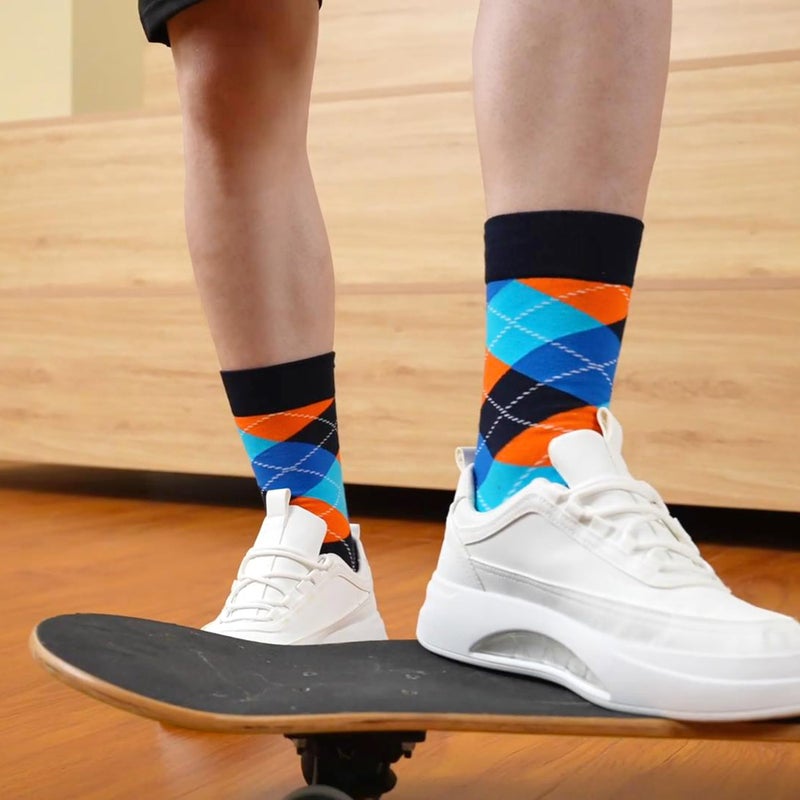 WeciBor Men's Dress Colorful Funny Fancy Cool Cotton Crew Socks, 12 Pack Multicolor Geometric, Size 10-13 - Image 2
