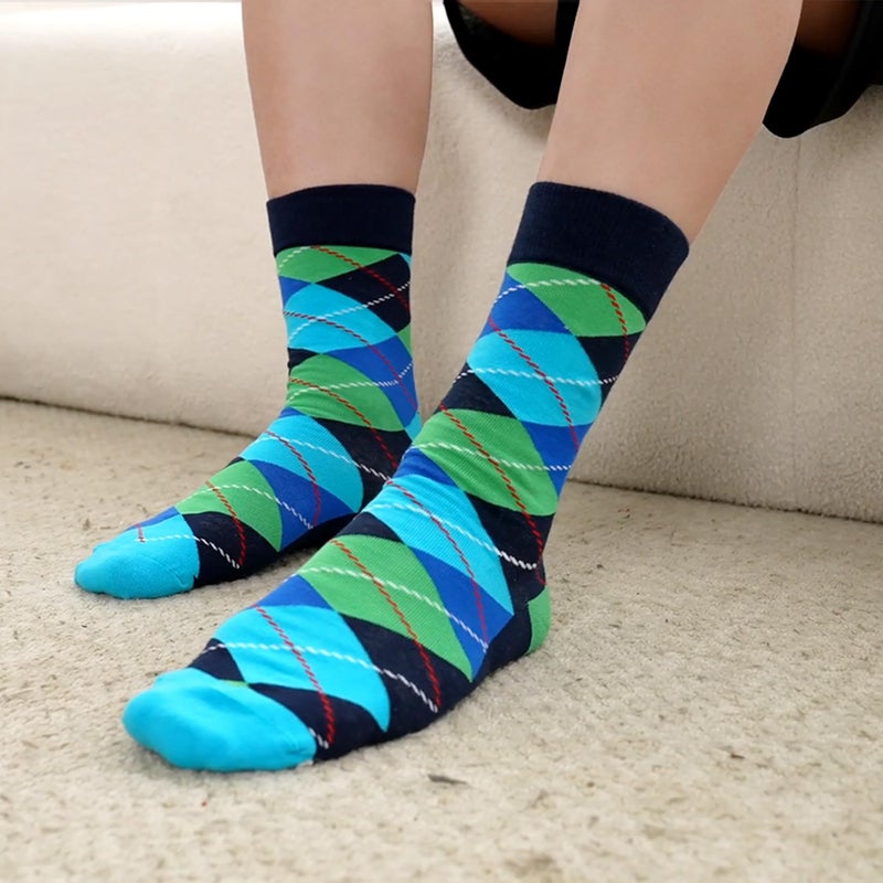 WeciBor Men's Dress Colorful Funny Fancy Cool Cotton Crew Socks, 12 Pack Multicolor Geometric, Size 10-13 - Image 3
