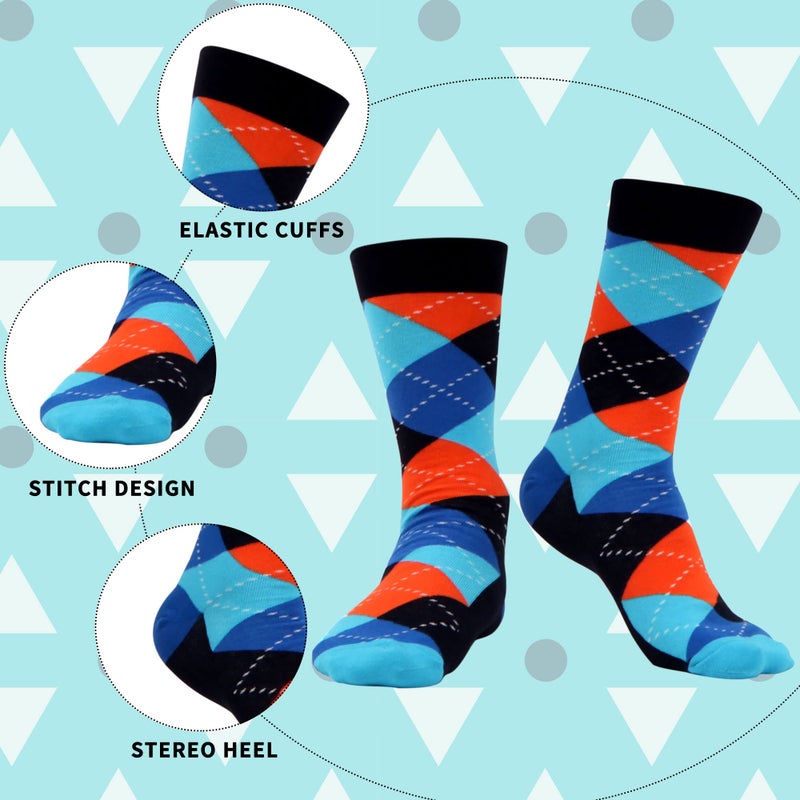 WeciBor Men's Dress Colorful Funny Fancy Cool Cotton Crew Socks, 12 Pack Multicolor Geometric, Size 10-13 - Image 4