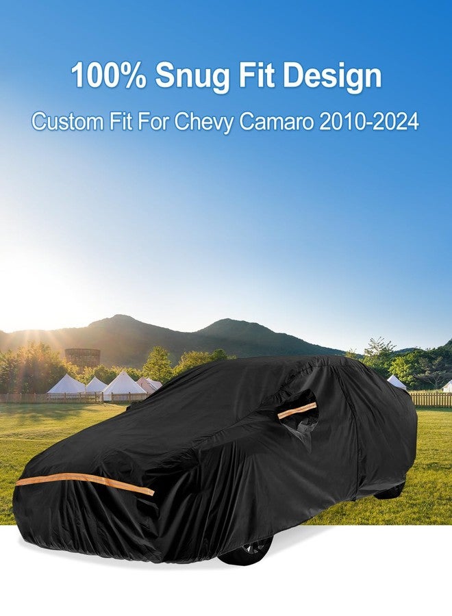INSAUTO Waterproof Car Cover for Chevy Camaro 2010-2024,Upgrade 210D Oxford 100% Waterproof All Weather Outdoor Car Covers Sun Rain Snow Hail Protection with Driver Door Zipper - Image 2