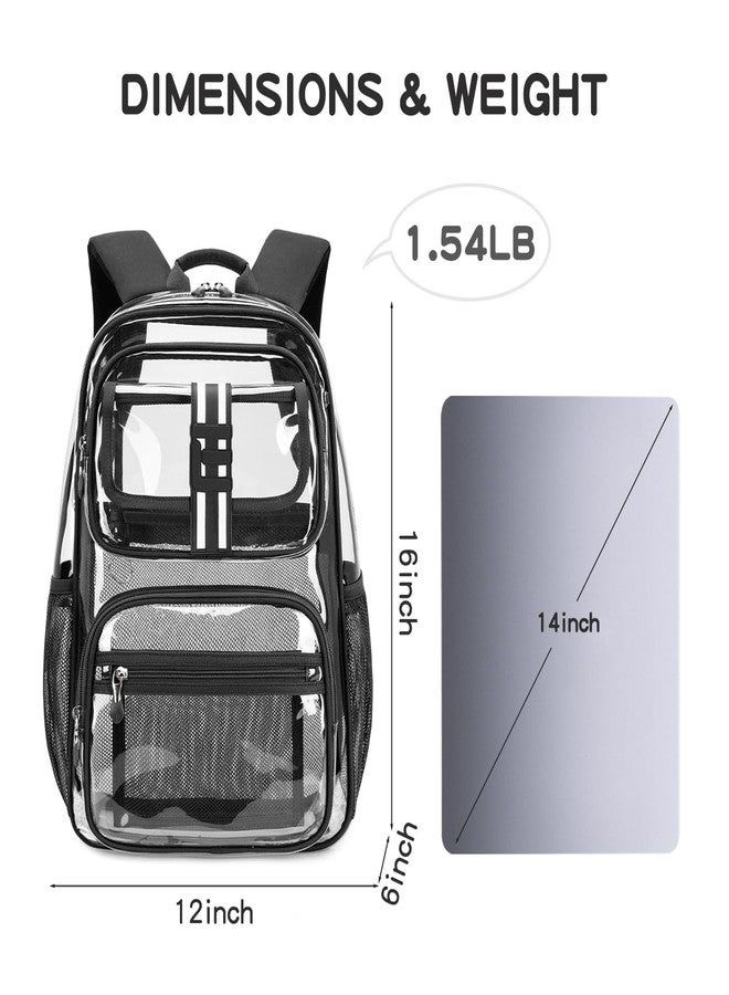 Cusangel Clear Backpack for School,16in Heavy Duty Clear BookBag,TPU Large Capacity Black See Through Backpack for Stadiums,Concerts,Plastic transparente para mujer for 8Age+(Light Blue) - Image 5