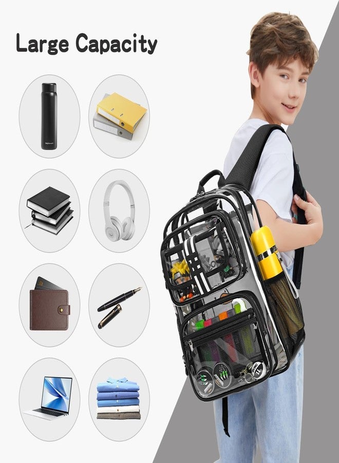 Cusangel Clear Backpack for School,16in Heavy Duty Clear BookBag,TPU Large Capacity Black See Through Backpack for Stadiums,Concerts,Plastic transparente para mujer for 8Age+(Light Blue) - Image 2