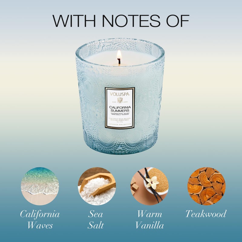 Voluspa California Summers Candle Jar, 9 oz, Coconut Wax Blend, Classic Scented Candles for Home, 60 Hour Burn Time, Poured in The USA - Image 3