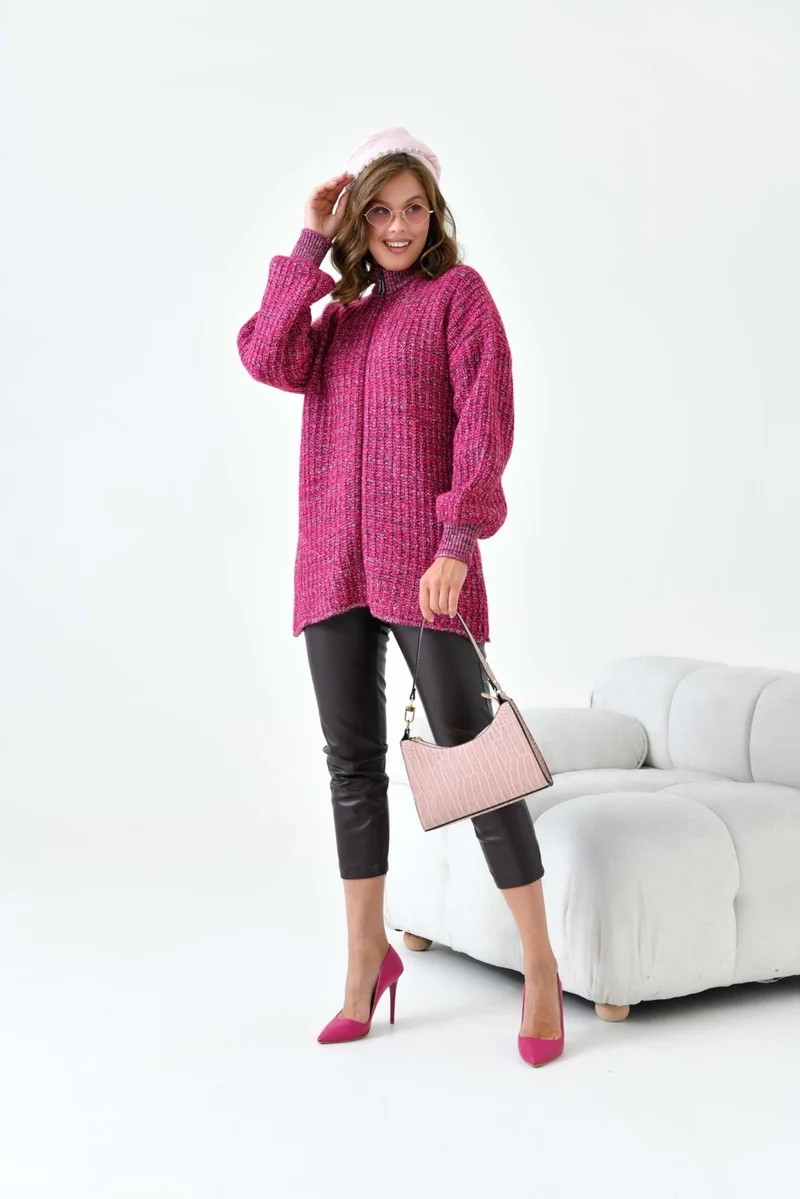Garmi Women's Gradient Zippered Cardigan Fuchsia