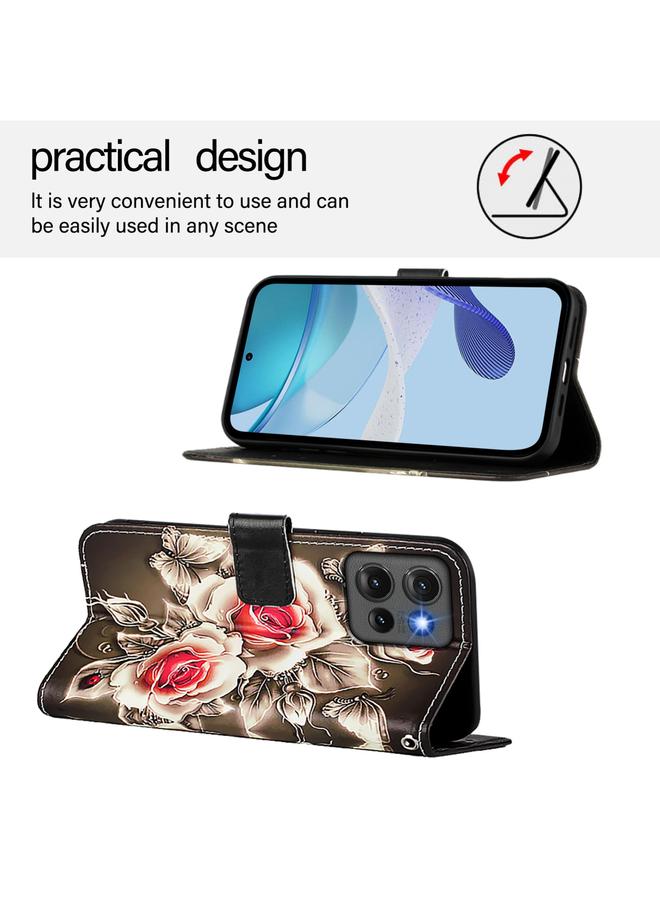 اس-توب جراب لهاتف Motorola Edge 50 5G Global بنمط رسم ملون من الجلد المنسوج البسيط - Image 4