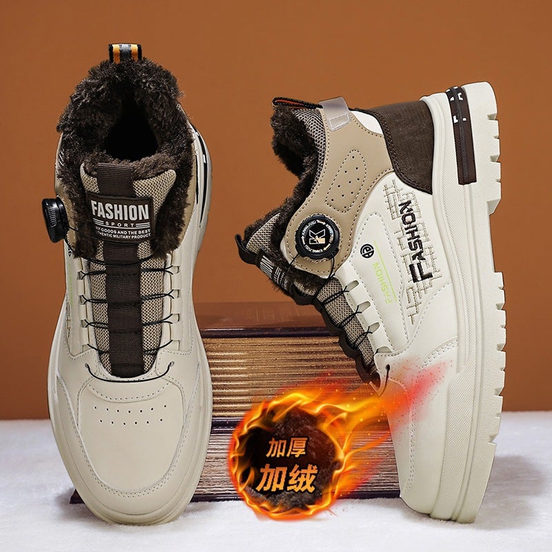 Winter Men'S Shoes Fleece-Lined Martin Shoes Men'S Workwear Shoes Men'S Casual Sports Cotton Shoes Rotating Button - Image 5