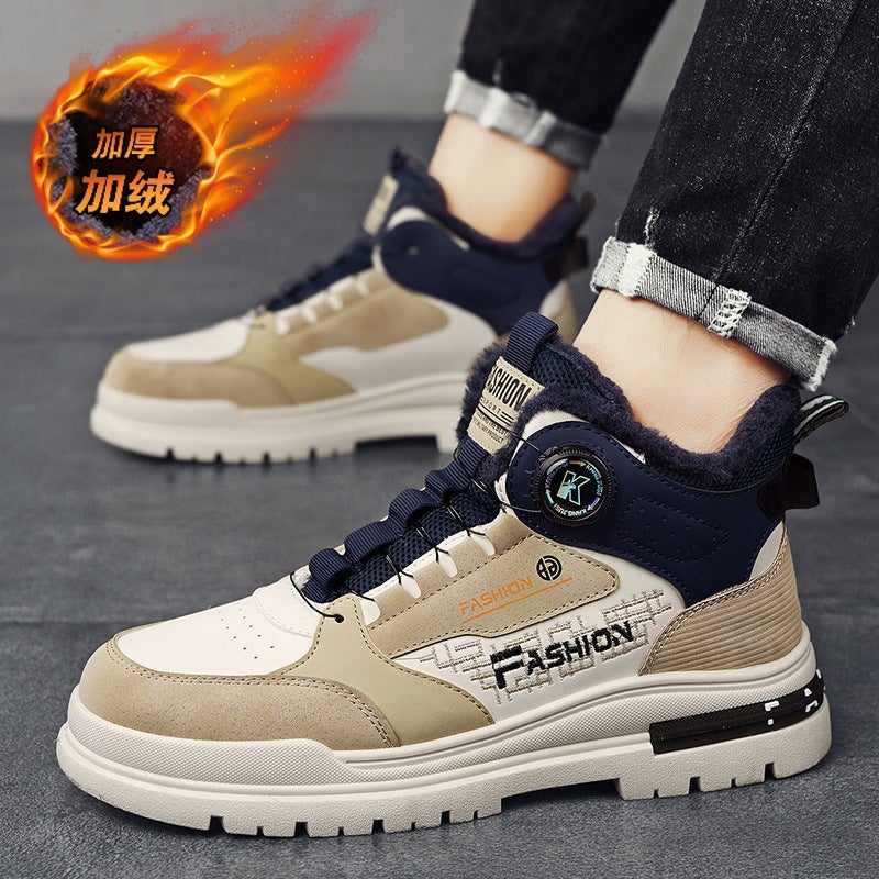 Winter Men'S Shoes Fleece-Lined Martin Shoes Men'S Workwear Shoes Men'S Casual Sports Cotton Shoes Rotating Button - Image 3