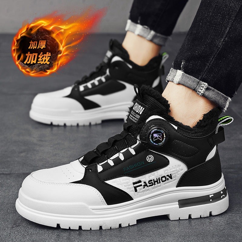 Winter Men'S Shoes Fleece-Lined Martin Shoes Men'S Workwear Shoes Men'S Casual Sports Cotton Shoes Rotating Button - Image 4