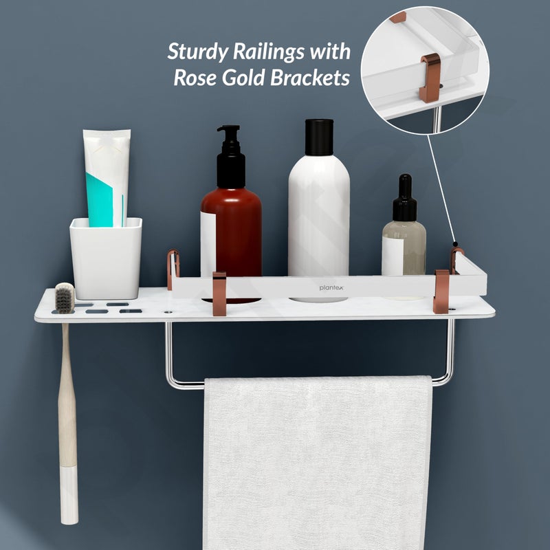 plantex رف/حامل/مشبك من بلاستيك أكريليك وABS 5 مم متعدد الاستخدامات للحمام 3 في 1 (15 × 5 بوصة) - عبوة من 1 - Image 4