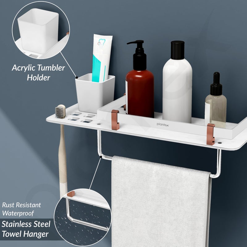 plantex رف/حامل/مشبك من بلاستيك أكريليك وABS 5 مم متعدد الاستخدامات للحمام 3 في 1 (15 × 5 بوصة) - عبوة من 1 - Image 3