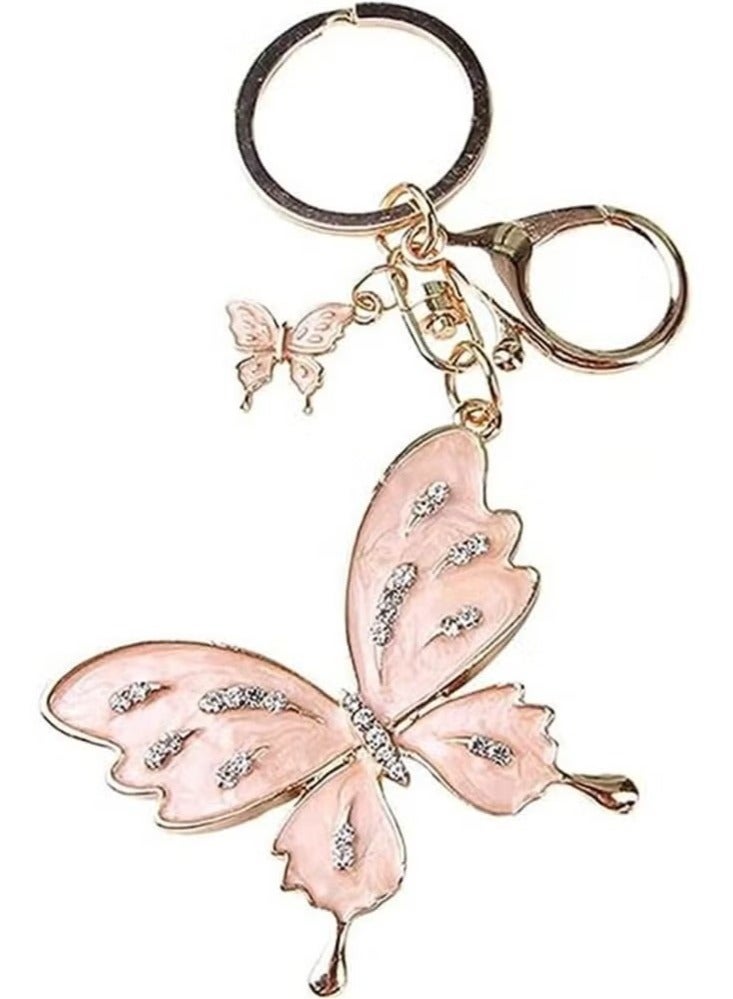 Mirfa Butterfly Keychain, Fashionable, Cute Car Keychain, Tassel Butterfly Pendant Key Ring, Rose Gold Tone, Cute Butterfly Accessory Charm Keychain with Key Rings for Women & Girls, Butterfly Gift - Image 1