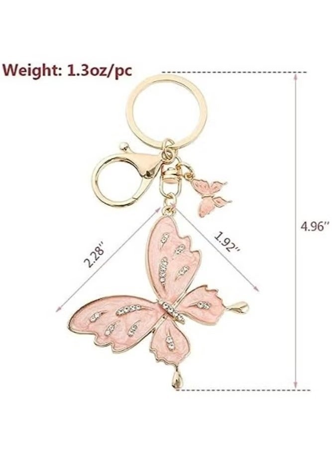 Mirfa Butterfly Keychain, Fashionable, Cute Car Keychain, Tassel Butterfly Pendant Key Ring, Rose Gold Tone, Cute Butterfly Accessory Charm Keychain with Key Rings for Women & Girls, Butterfly Gift - Image 2