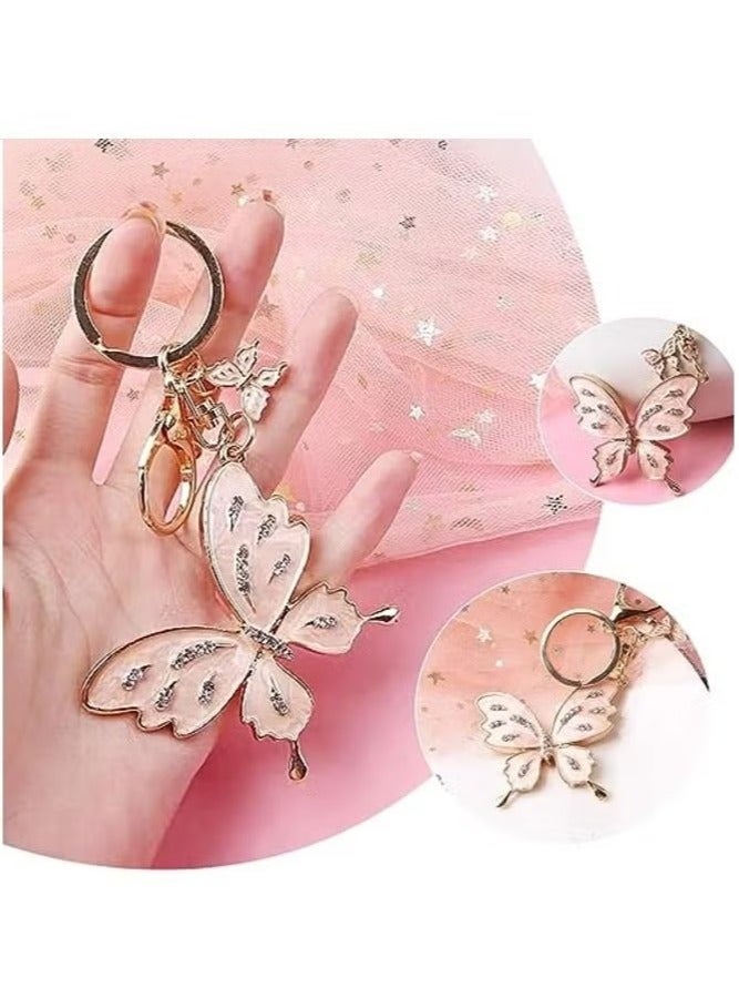 Mirfa Butterfly Keychain, Fashionable, Cute Car Keychain, Tassel Butterfly Pendant Key Ring, Rose Gold Tone, Cute Butterfly Accessory Charm Keychain with Key Rings for Women & Girls, Butterfly Gift - Image 3