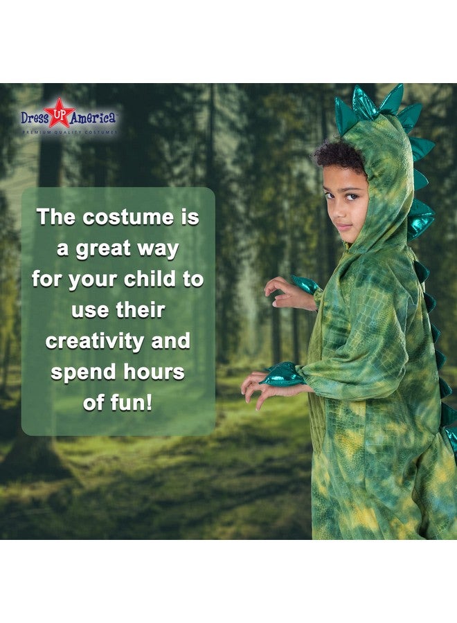 Dress Up America Dress Up America T-Rex Costume for Kids - Dinosaur Costume for Boys and Girls - Green Dino Jumpsuit (Toddler 4)  - Image 5