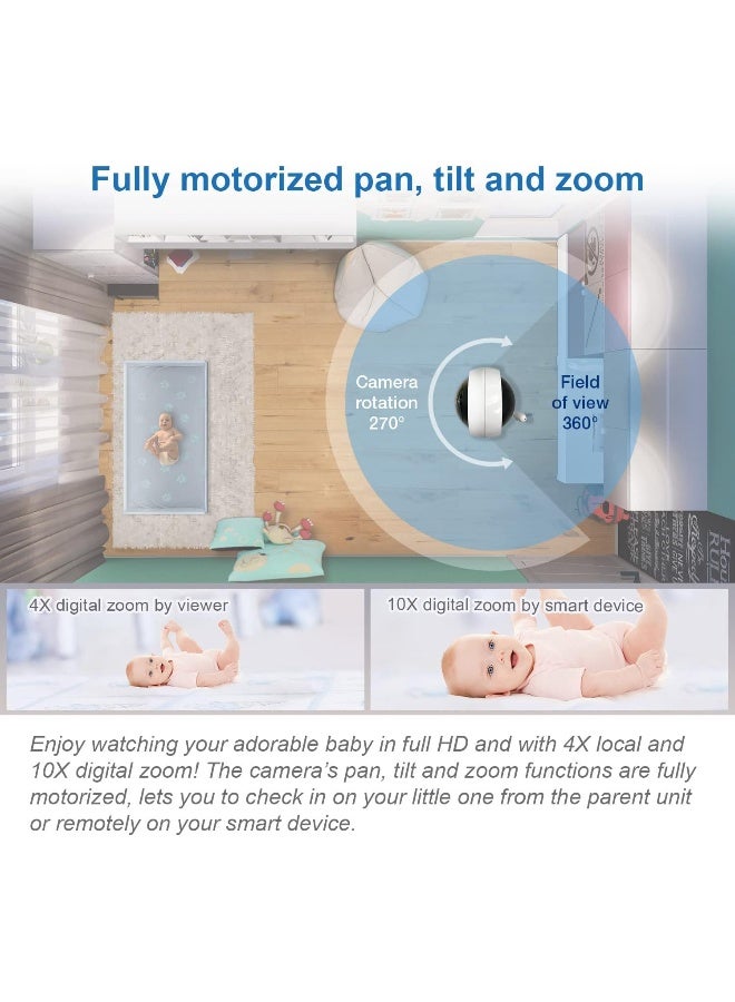 VTech RM5764-2HD 1080p مراقب الأطفال الذكي مع إمكانية الوصول عن بُعد عبر الواي فاي وكاميرتين - Image 3