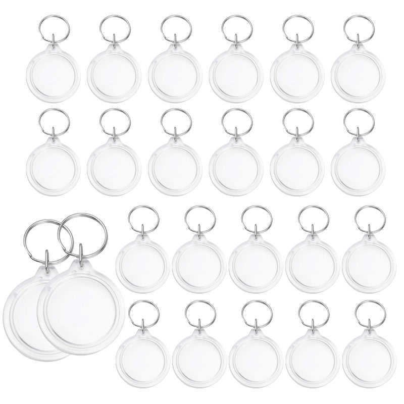 ASTRQLE 25 Pack Clear Blank Acrylic Photo Insert Picture Frame Keyring Key Chains Keychains Insert Personalised Custom Keychains with Split Ring for Family & Friends Gifts DIY Craft - Image 1