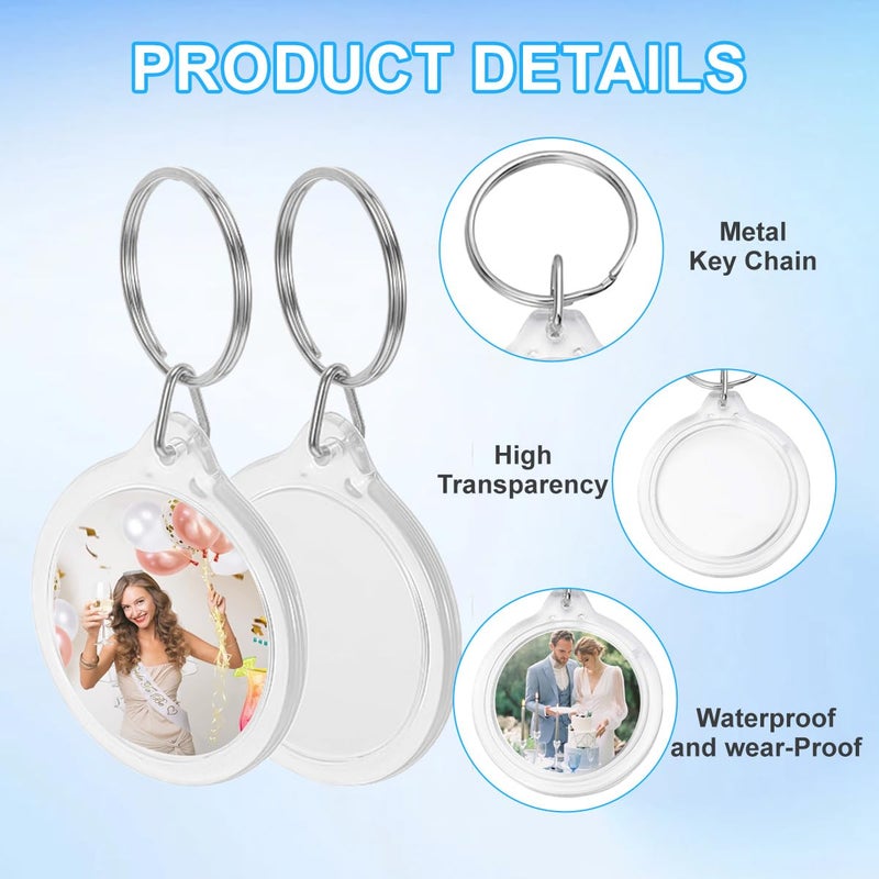 ASTRQLE 25 Pack Clear Blank Acrylic Photo Insert Picture Frame Keyring Key Chains Keychains Insert Personalised Custom Keychains with Split Ring for Family & Friends Gifts DIY Craft - Image 3