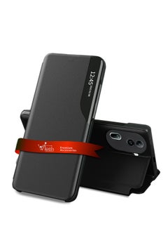 Wtech Smart Mirror Window Flip Phone Case Auto Sleep Wake Case Cover For Oppo Reno11 Pro 5G 2024 Black  - Image 1